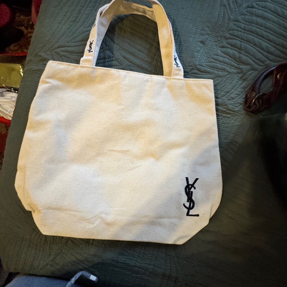 Yves Saint Laurent Cream Tote with Pink Lining